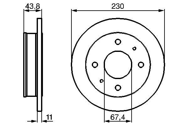 ÖN FREN DİSKİ DOLU TİP HYUNDAI ATOS 1.0L G4HC 98-03 230 çap x 4 bijon - Adet disk fiyatıdır