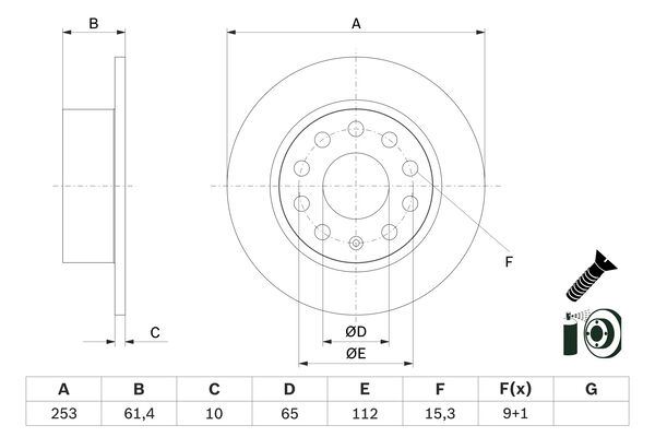 FREN DİSKİ ARKA SKODA OCTAVIA III 1220 253x10x61.4