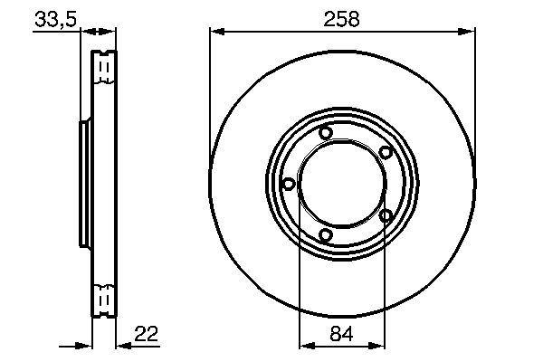 ÖN FREN DİSKİ HAVA KANALLI MITSUBISHI L300 2.5L 4D56 8v P15V PANELVAN tüm modeller 86- 258 çap x 5 bijon - Adet disk fiyatıdır