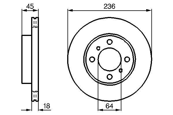ÖN FREN DİSKİ HAVA KANALLI MITSUBISHI CARISMA 1.6L 4G92 DA1A 95-99 236 çap x 4 bijon - Adet disk fiyatıdır