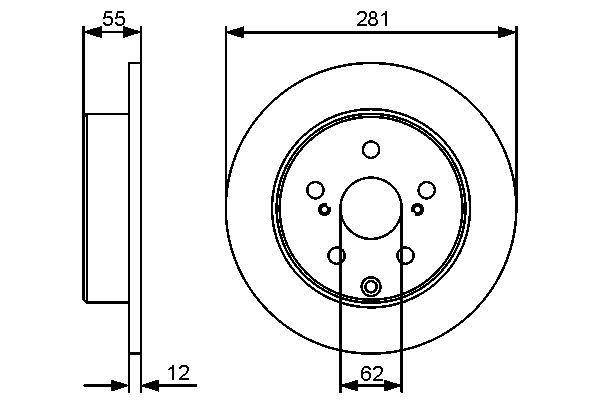 ARKA FREN DİSKİ DOLU TİP TOYOTA RAV4 2.0L 1AZ-FE ACA30 06-12 / 2.2L 2AD-FTV 2ADFHV ALA30 06- / 2. 0L 3ZRFAE ZSA30 09- / 2.0L 1ADFTV ALA40 13- 281 çap X 5 bijon - Adet disk fiyatıdır