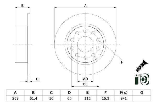 FREN DİSKİ ARKA SKODA OCTAVIA III 1220 253x10x61.4